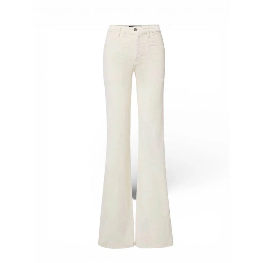 Veronica Beard Crosbie Wide Leg Corduroy Pants High Rise Sz 32 Cream Ecru